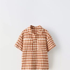 Zara Rust and White Checkered Shirt